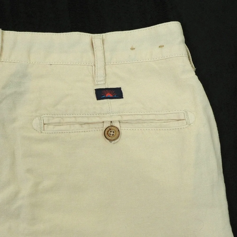 Faherty Tradewinds Chino Shorts Mens 30 Khaki Beige Linen Cotton Blend Casual